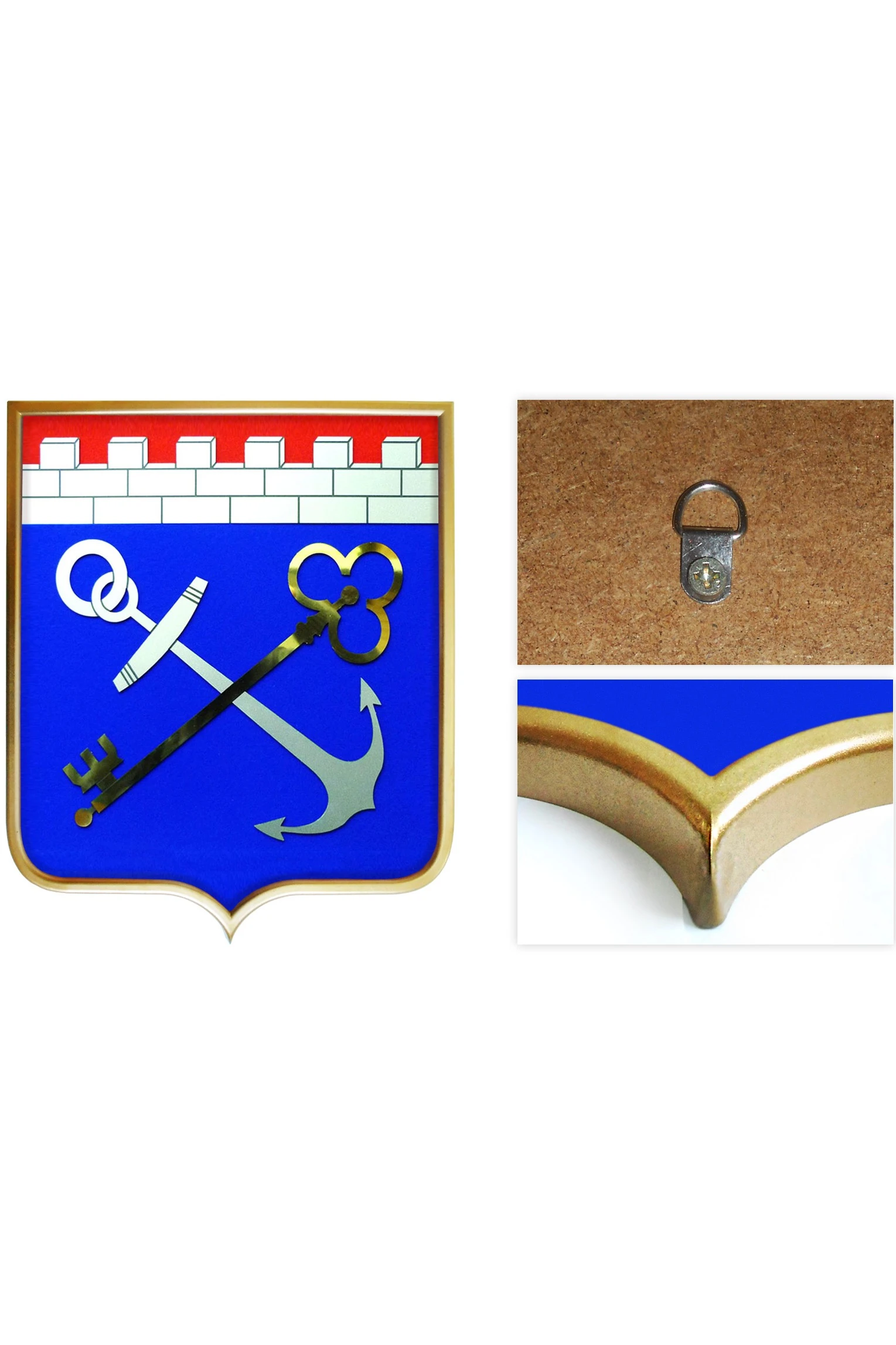 Купить Герб Ленинградской области 42х50 см щит МДФ барельеф краска рамка под золото Купить Герб Ленинградской области 42х50 см щит МДФ барельеф краска рамка под золото