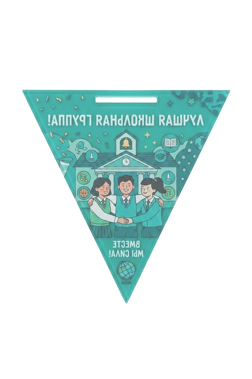 Медаль из акрила АС8004 Треугольник 80 мм с печатью "The best school group"#1 Медаль из акрила АС8004 Треугольник 80 мм с печатью "The best school group"#1