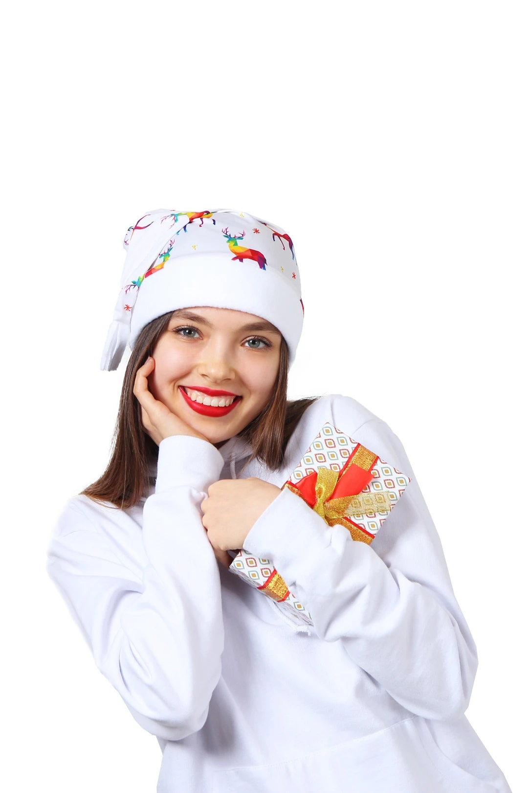 Колпак Новогодний с принтом "Deer"#2