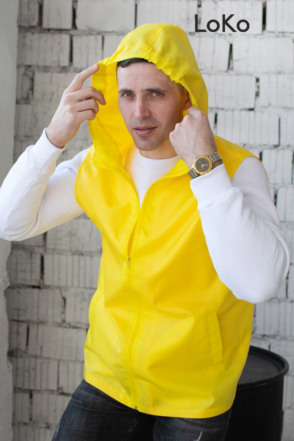 Жилет Профи с капюшоном унисекс, однотонный#2