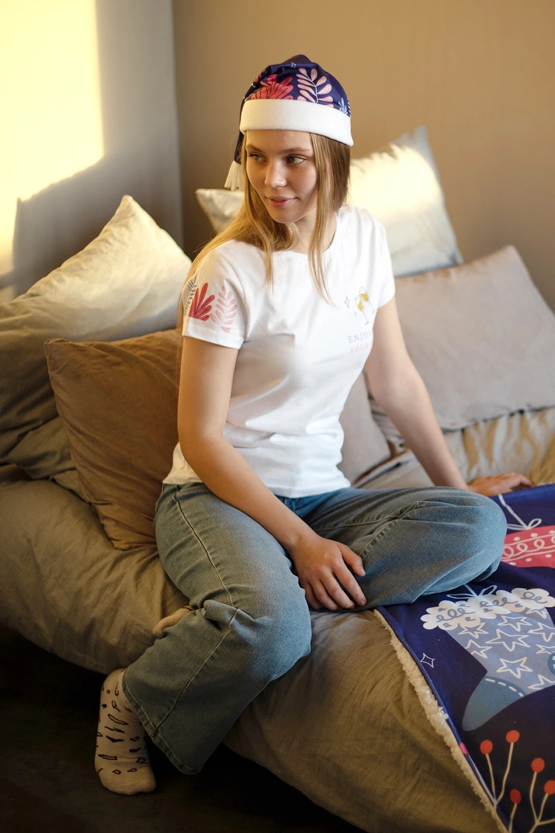 Колпак Новогодний с принтом "Happy Christmas"#3