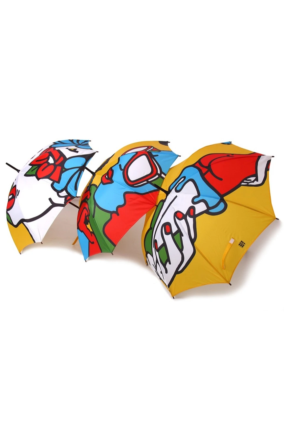 Зонт-трость Мэри с деревянной ручкой однослойный, с полной запечаткой (с совмещением) "Paints"#2