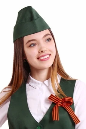 Пилотка Небо фигурная из греты, однотонная зеленая#2 Пилотка Небо фигурная из греты, однотонная зеленая#2