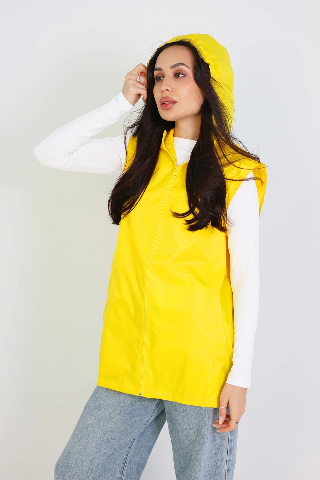 Жилет Профи с капюшоном унисекс, однотонный#5