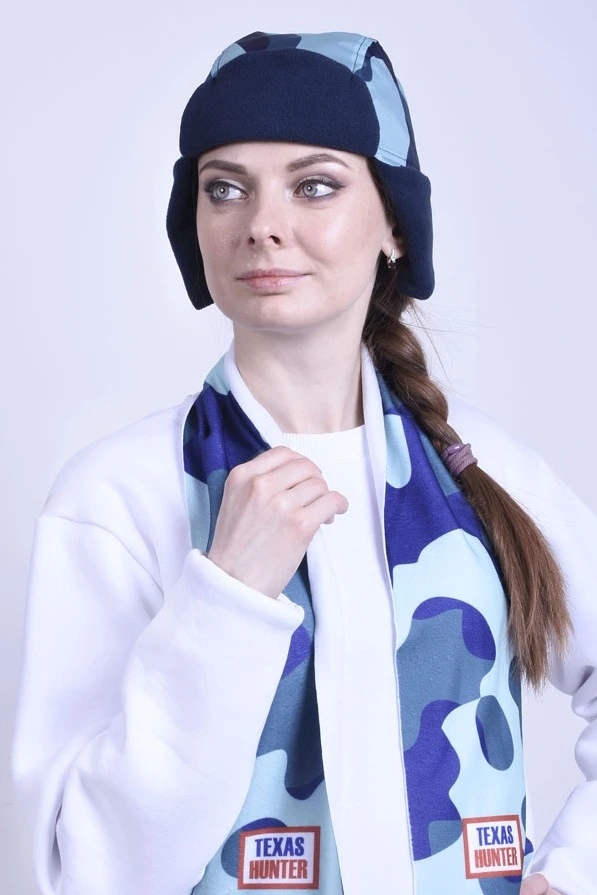 Шапка-ушанка Винтер на флисе взрослая, с полной запечаткой "Camouflage"#1 Шапка-ушанка Винтер на флисе взрослая, с полной запечаткой "Camouflage"#1