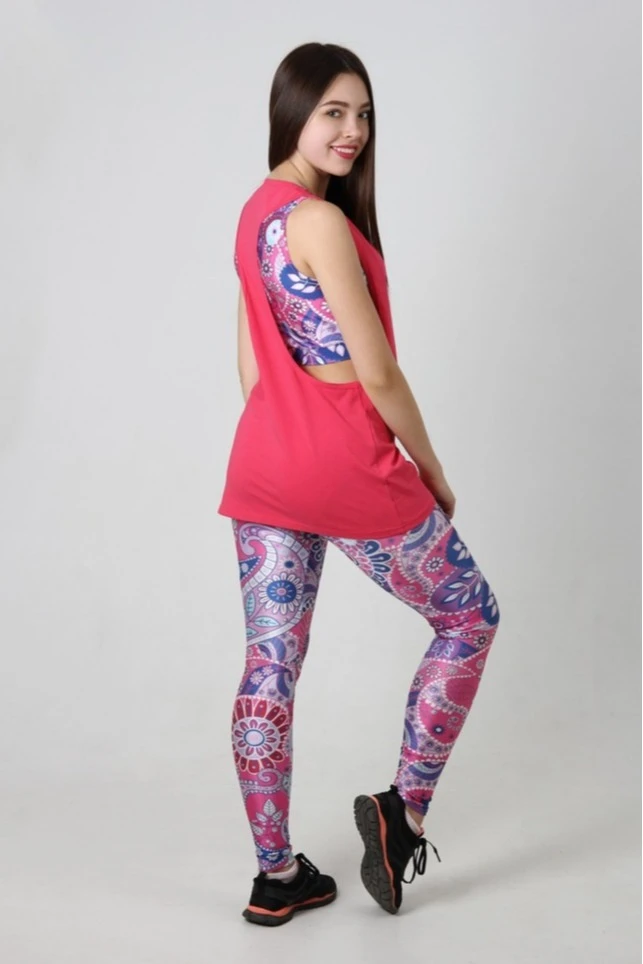 Легинсы Твист женские с принтом "Pink Paisley"