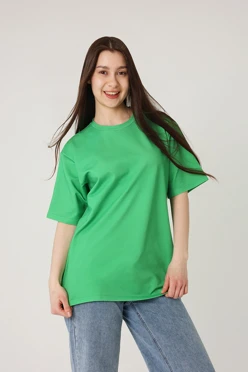 Купить футболку Мерфи оверсайз унисекс однотонную зеленую (хлопок)