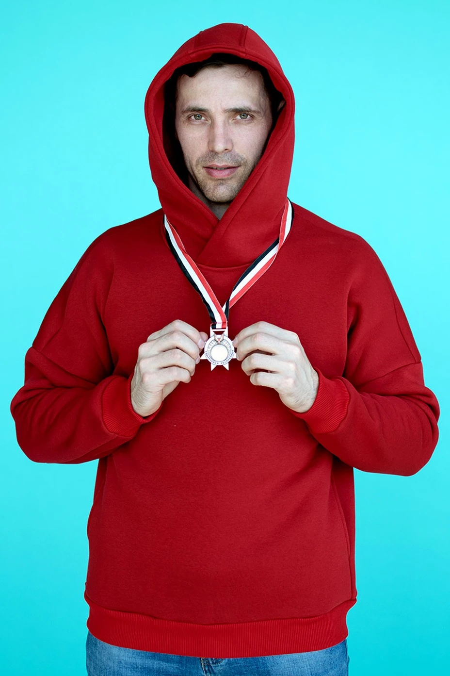 Худи Кинг из футера унисекс, однотонная бордовый#1