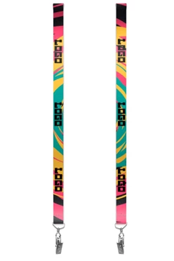 Купить ленту для бейджа блекаут ширина 2,5 см, с клипсой, с печатью "Logo"