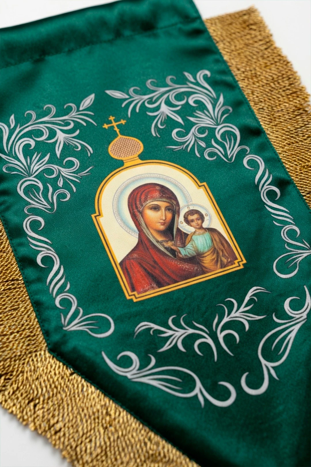 Хоругвь печатная 25х45 см "The Kazan Icon of the Mother of God"#1