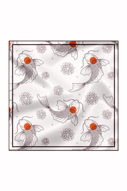 Купить платок Шанель 60х60 см, с полной запечаткой "Japan fish"