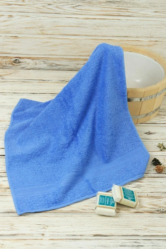 Полотенце махровое 50х90 см (Ituma), однотонное голубое#4