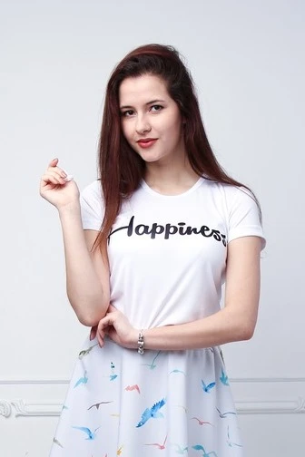 Футболка Астер из примы женская однотонная "Happiness"#3