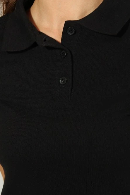 Поло Престиж женская (Modern) однотонная чёрная (хлопок)#4