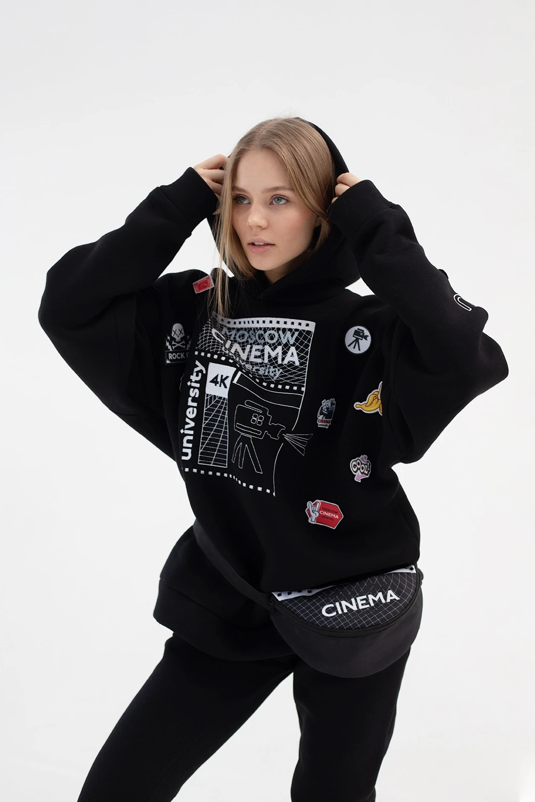 Худи Фрэнк из футера оверсайз унисекс, однотонная#2