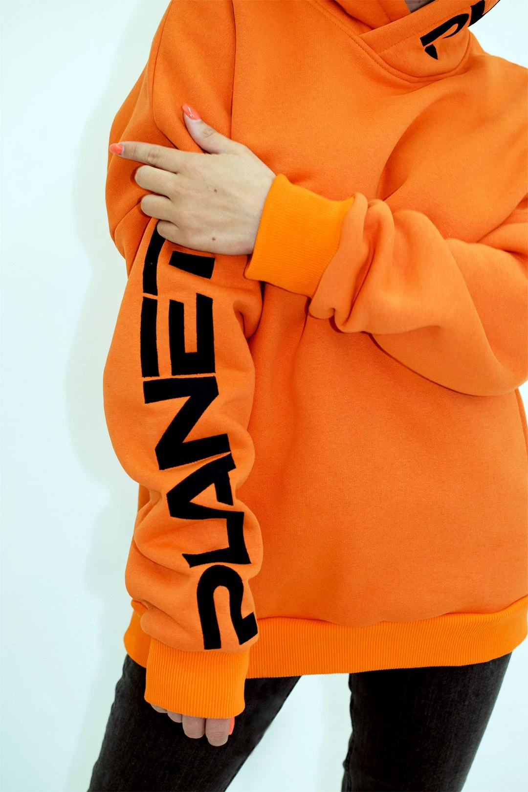 Купить худи Кинг из футера унисекс, однотонную оранжевую