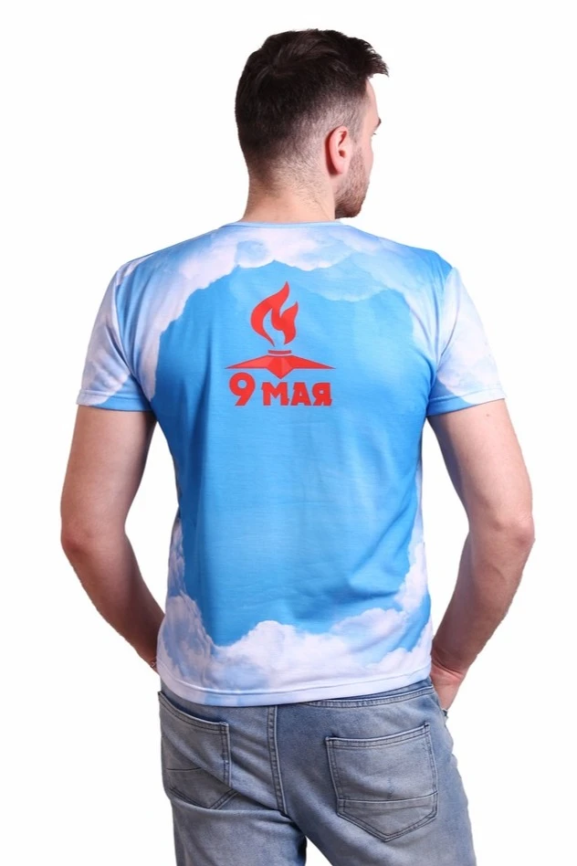 Футболка Гэлэкси унисекс из примы с полной запечаткой "9 May"#2 Футболка Гэлэкси унисекс из примы с полной запечаткой "9 May"#2
