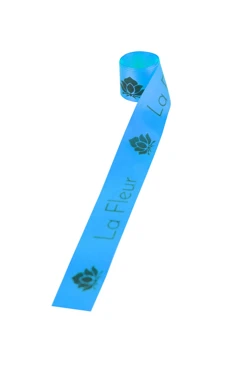 Купить ленту сатин ширина 3 см голубая, печать черным с одной стороны