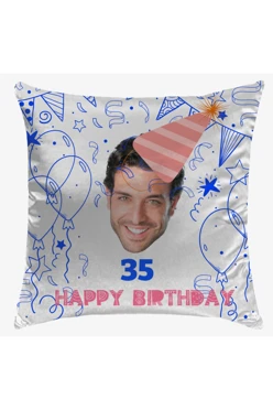 Купить подушку 30х30 см, с принтом "Happy birthday"