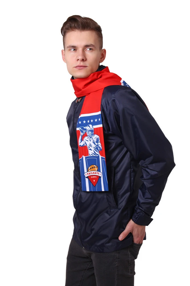 Шарф двухслойный легкий 15х130 см, с полной запечаткой "Tailgate party"#1 Шарф двухслойный легкий 15х130 см, с полной запечаткой "Tailgate party"#1