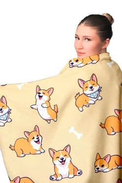 Купить плед Палитра флисовый 150х170 см, с принтом "Corgi"