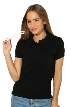 Купить чёрную футболку поло Престиж женскую (Modern)