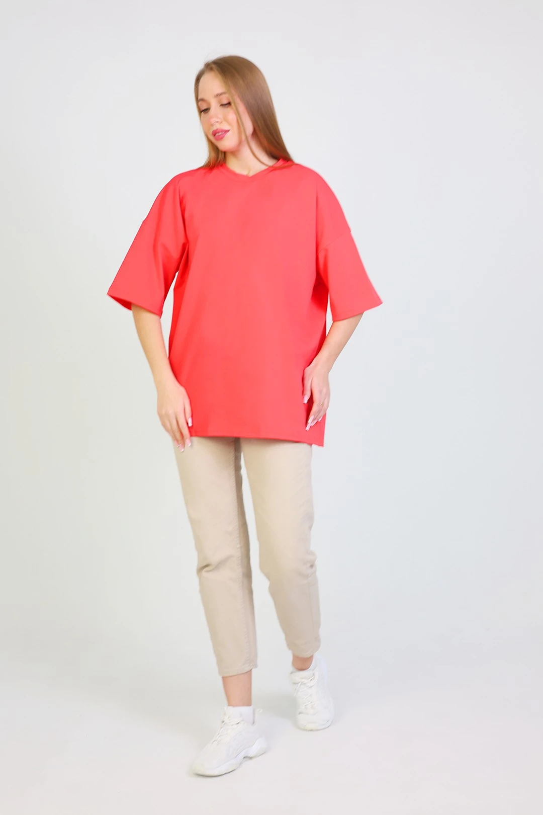 Футболка Ричмонд оверсайз унисекс однотонная (хлопок), розовая#2