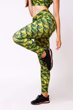 Легинсы женские с широким поясом с принтом "Snakeskin"