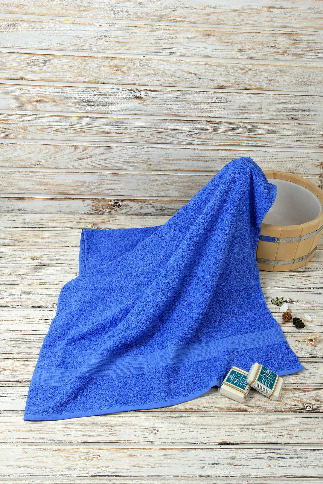 Полотенце махровое 70х140 см (Ituma), однотонное синее#5