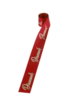 Купить ленту сатин ширина 3 см бордовая, печать серебром с одной стороны