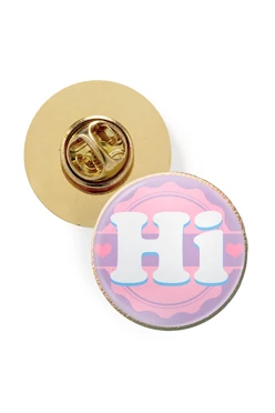 Значок заливной Круг диаметр 17 мм, с принтом "Hi"#1