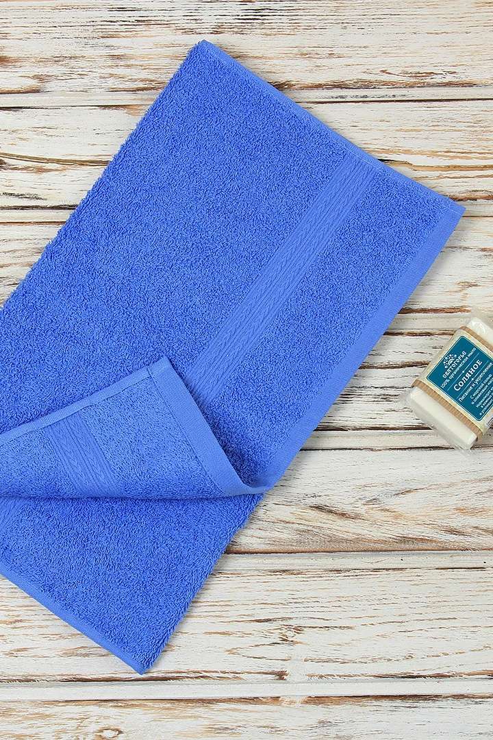 Полотенце махровое 40х70 см (Ituma), однотонное синее#1