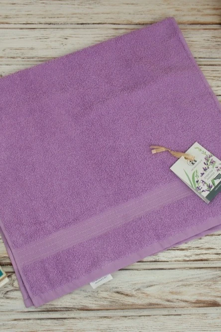Полотенце махровое 50х90 см (Ituma), однотонное сиреневое#3