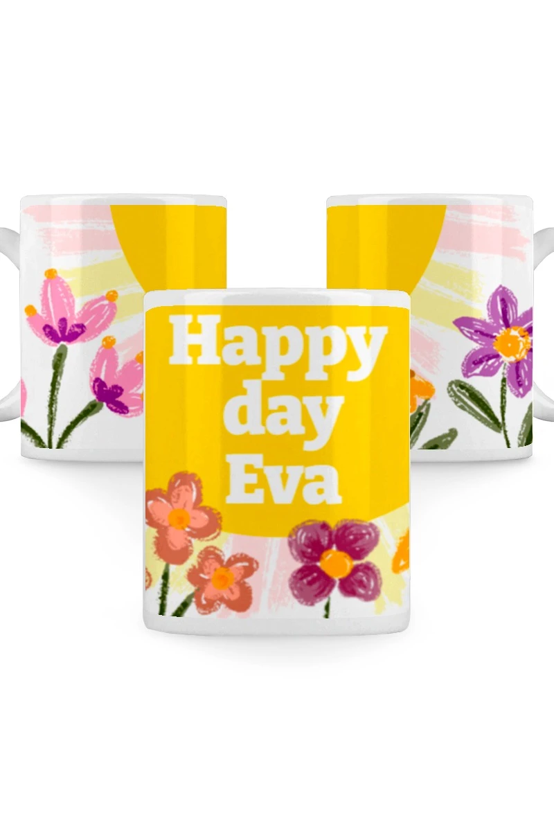 Купить кружку с принтом "Happy day Eva"