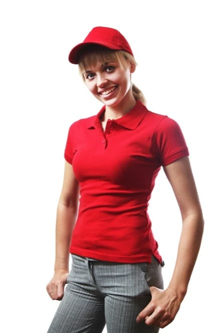 Поло Престиж женская (Modern) однотонная красная (хлопок)#10