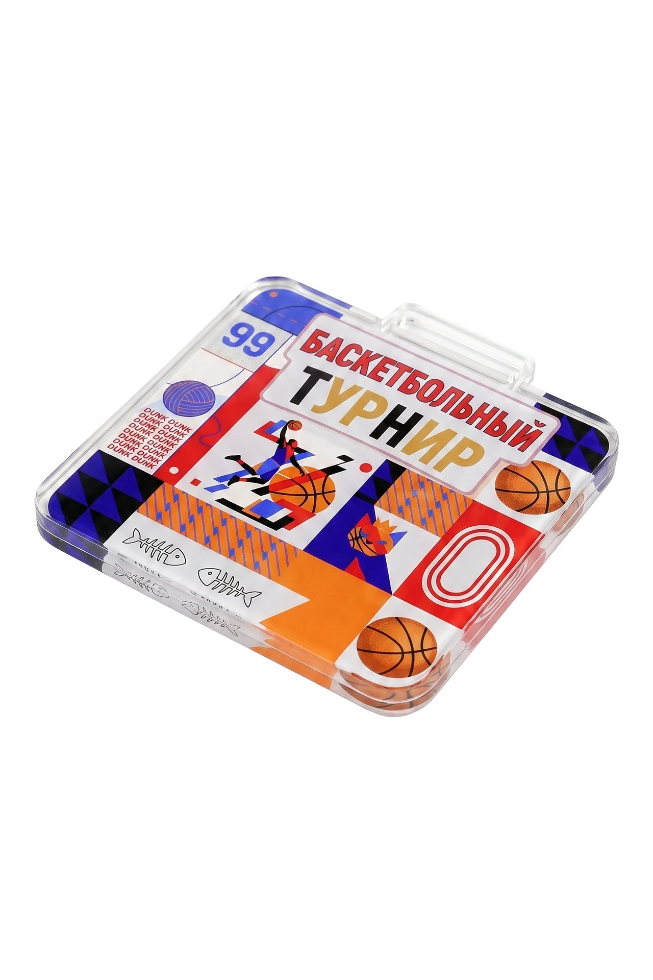 Купить медаль из акрила АК6039 Квадрат 60 мм с печатью "Basketball tournament"