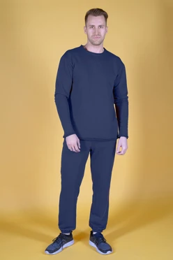 Купить спортивный костюм Стинг из футера унисекс, однотонный темно-синий