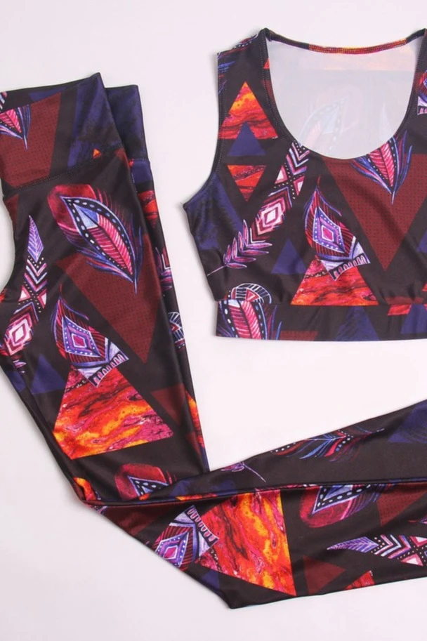 Комплект женский с принтом "Shamanic Feathers"#3