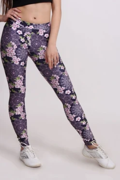 Легинсы женские с узким поясом с принтом "Sakura"#2