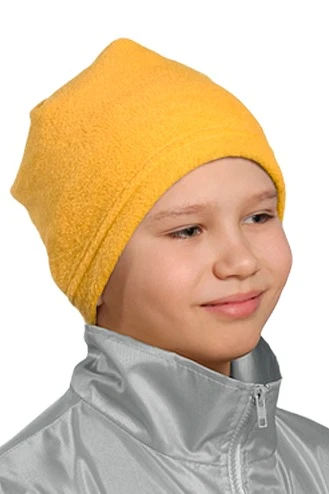 Шапка Вайт флисовая однослойная детская, однотонная желтая#1