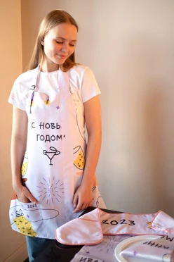 Купить фартук Мастер с декоративной планкой, с полной запечаткой "С новым годом"