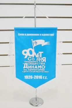 Вымпел угол печатный из сатена с бахромой, 20х30 см "Dinamo"
