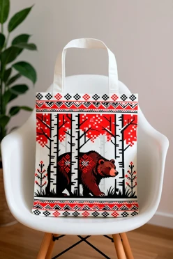 Купить сумку Лайт из габардина 35х45 см, с принтом "Bear with pattern"