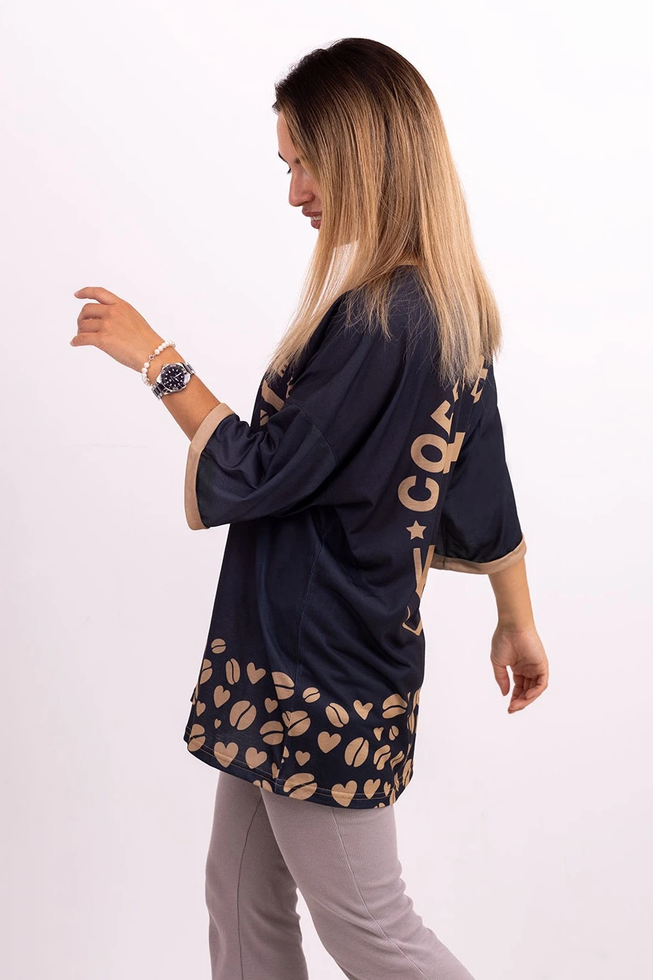 Футболка Бен оверсайз унисекс из кулирки хб с полной запечаткой "Coffee to Go "#1