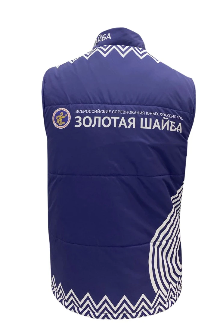 Жилет Портер на синтепоне со стежкой унисекс, с полной запечаткой "Golden Puck"#2