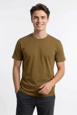 Купить футболку Ампир унисекс, однотонную оливковую (хлопок)