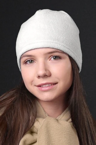 Купить шапку флисовую взрослую белую (однослойная)