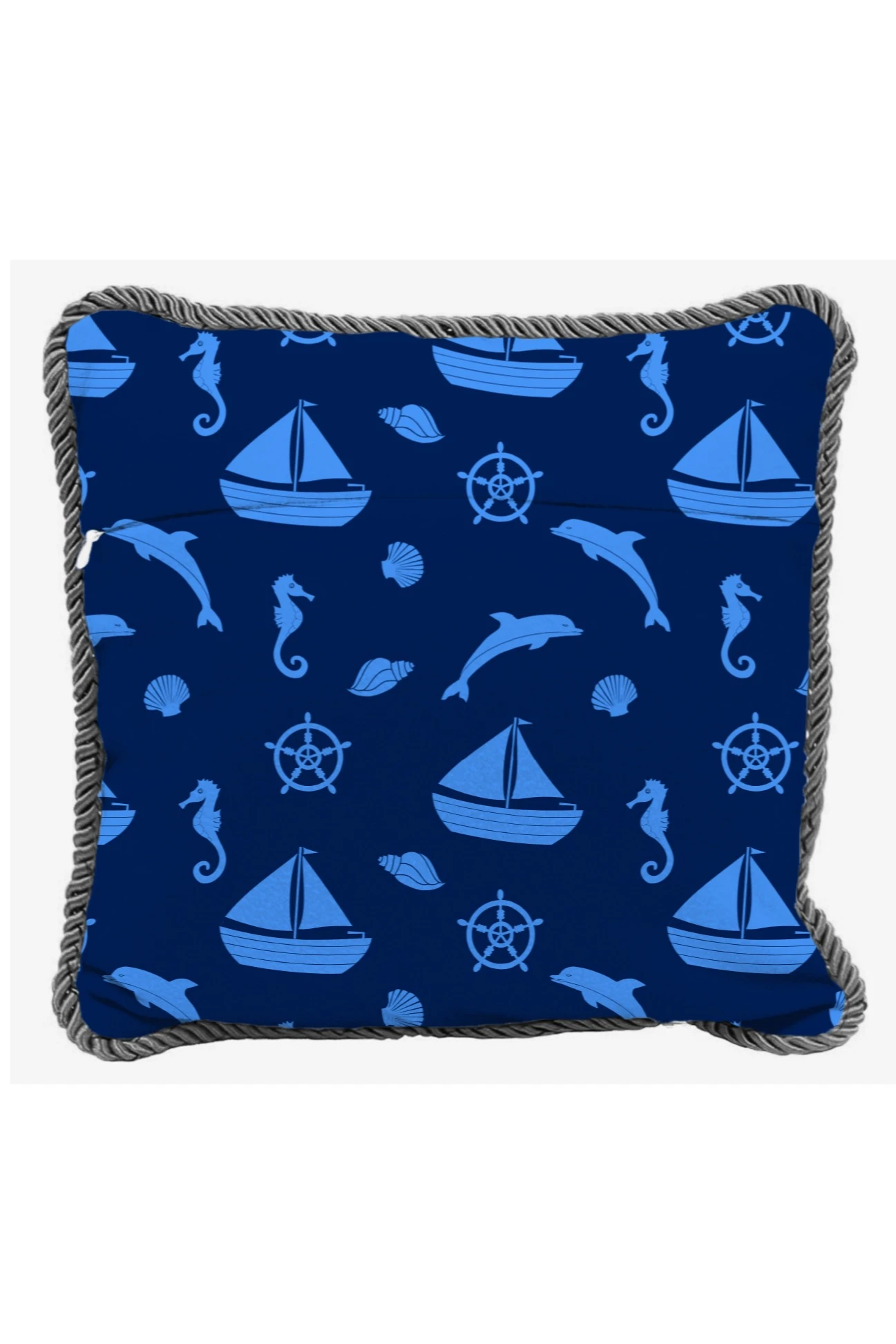 Купить подушку с кантом 30х30 см, с принтом "Knee-deep sea"