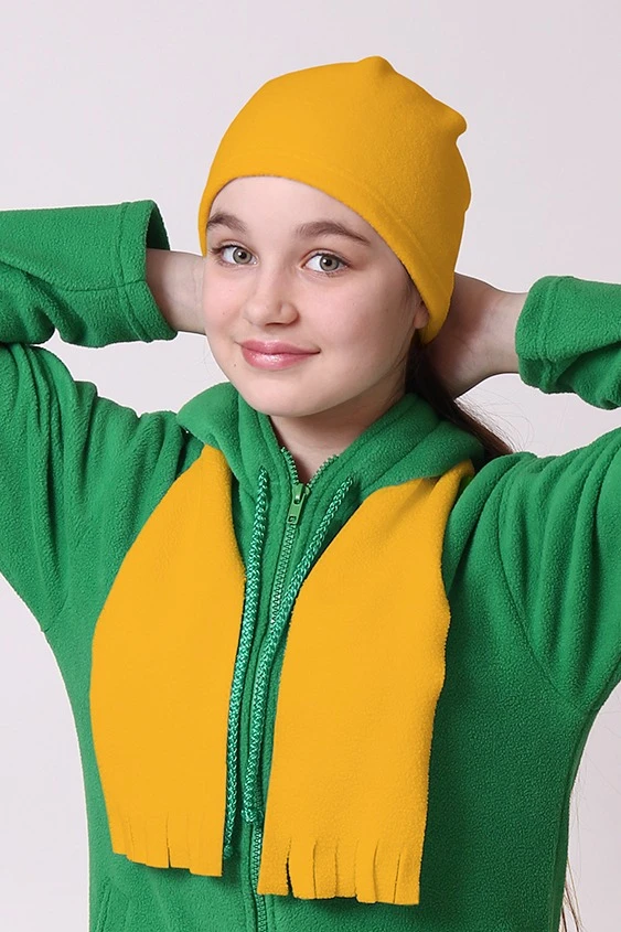 Купить шапку флисовую детскую желтую (однослойную)