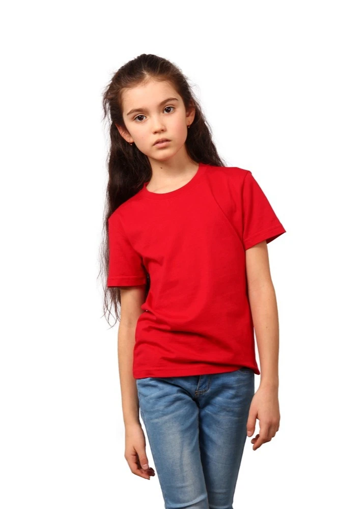Футболка Премиум детская (Modern) однотонная красная (хлопок)#2